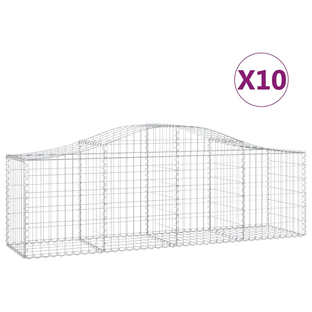 Arched Gabion Baskets 10 pcs 200x50x60/80 cm Galvanised Iron