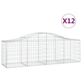 Arched Gabion Baskets 12 pcs 200x50x60/80 cm Galvanised Iron - Front View