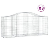Arched Gabion Baskets 3 pcs 200x50x80/100 cm Galvanised Iron - Front View