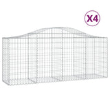 Arched Gabion Baskets 4 pcs 200x50x80/100 cm Galvanised Iron - Front View