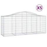 Arched Gabion Baskets 5 pcs 200x50x80/100 cm Galvanised Iron - Front View