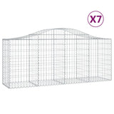 Arched Gabion Baskets 7 pcs 200x50x80/100 cm Galvanised Iron - Front View