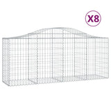 Arched Gabion Baskets 8 pcs 200x50x80/100 cm Galvanised Iron - Front View