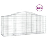 Arched Gabion Baskets 10 pcs 200x50x80/100 cm Galvanised Iron - Front View
