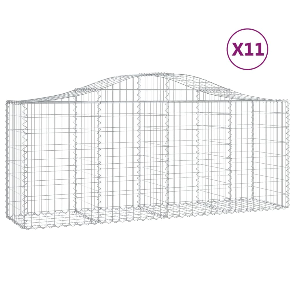 Arched Gabion Baskets 11 pcs 200x50x80/100 cm Galvanised Iron
