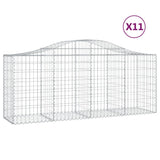 Arched Gabion Baskets 11 pcs 200x50x80/100 cm Galvanised Iron - Front View