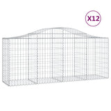 Arched Gabion Baskets 12 pcs 200x50x80/100 cm Galvanised Iron - Front View
