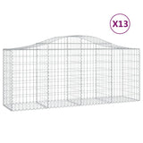 Arched Gabion Baskets 13 pcs 200x50x80/100 cm Galvanised Iron - Front View