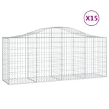 Arched Gabion Baskets 15 pcs 200x50x80/100 cm Galvanised Iron - Front View