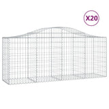 Arched Gabion Baskets 20 pcs 200x50x80/100 cm Galvanised Iron - Front View
