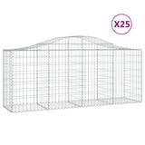 Arched Gabion Baskets 25 pcs 200x50x80/100 cm Galvanised Iron - Front View