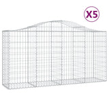 Arched Gabion Baskets 5 pcs 200x50x100/120 cm Galvanised Iron - Front View