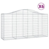 Arched Gabion Baskets 6 pcs 200x50x100/120 cm Galvanised Iron - Front View