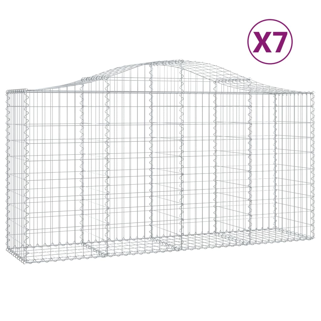 Arched Gabion Baskets 7 pcs 200x50x100/120 cm Galvanised Iron