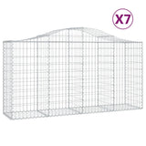 Arched Gabion Baskets 7 pcs 200x50x100/120 cm Galvanised Iron - Front View