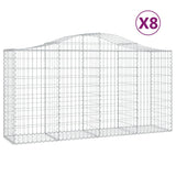Arched Gabion Baskets 8 pcs 200x50x100/120 cm Galvanised Iron - Front View