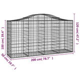 Arched Gabion Baskets 10 pcs 200x50x100/120 cm Galvanised Iron - Rear View