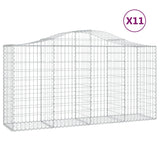 Arched Gabion Baskets 11 pcs 200x50x100/120 cm Galvanised Iron - Front View