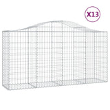 Arched Gabion Baskets 13 pcs 200x50x100/120 cm Galvanised Iron - Front View