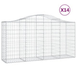 Arched Gabion Baskets 14 pcs 200x50x100/120 cm Galvanised Iron - Front View