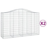 Arched Gabion Baskets 2 pcs 200x50x120/140 cm Galvanised Iron - Front View
