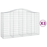 Arched Gabion Baskets 3 pcs 200x50x120/140 cm Galvanised Iron - Front View