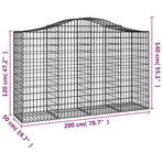 Arched Gabion Baskets 3 pcs 200x50x120/140 cm Galvanised Iron