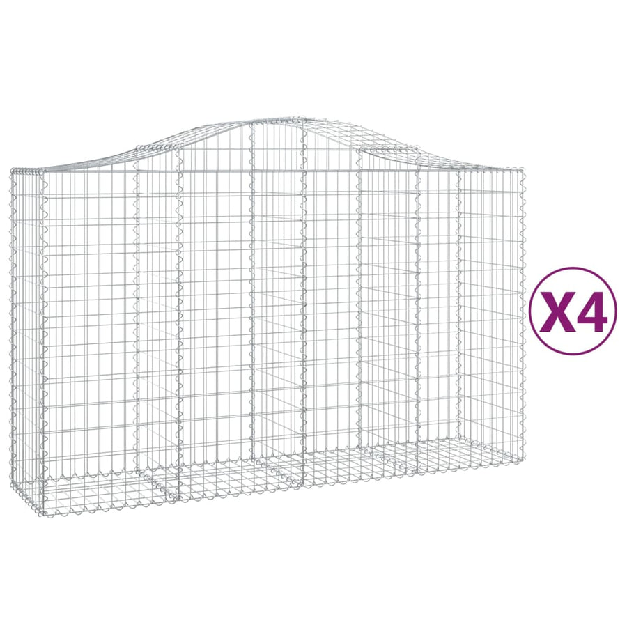 Arched Gabion Baskets 4 pcs 200x50x120/140 cm Galvanised Iron