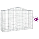 Arched Gabion Baskets 9 pcs 200x50x120/140 cm Galvanised Iron