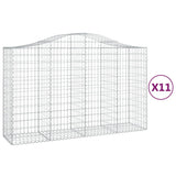 Arched Gabion Baskets 11 pcs 200x50x120/140 cm Galvanised Iron - Front View