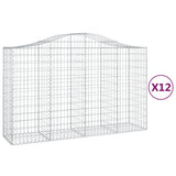 Arched Gabion Baskets 12 pcs 200x50x120/140 cm Galvanised Iron - Front View