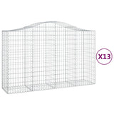 Arched Gabion Baskets 13 pcs 200x50x120/140 cm Galvanised Iron - Front View