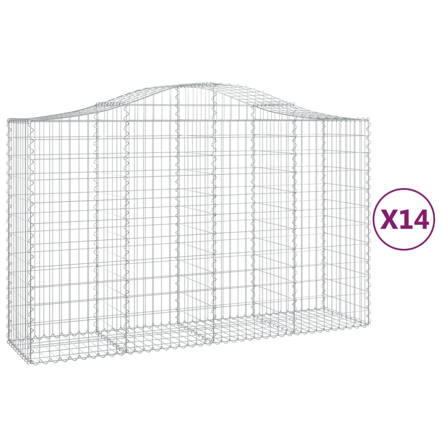 Arched Gabion Baskets 14 pcs 200x50x120/140 cm Galvanised Iron