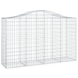 Arched Gabion Baskets 14 pcs 200x50x120/140 cm Galvanised Iron - Side View