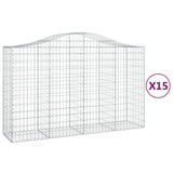 Arched Gabion Baskets 15 pcs 200x50x120/140 cm Galvanised Iron