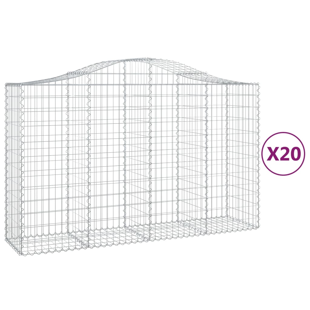 Arched Gabion Baskets 20 pcs 200x50x120/140 cm Galvanised Iron