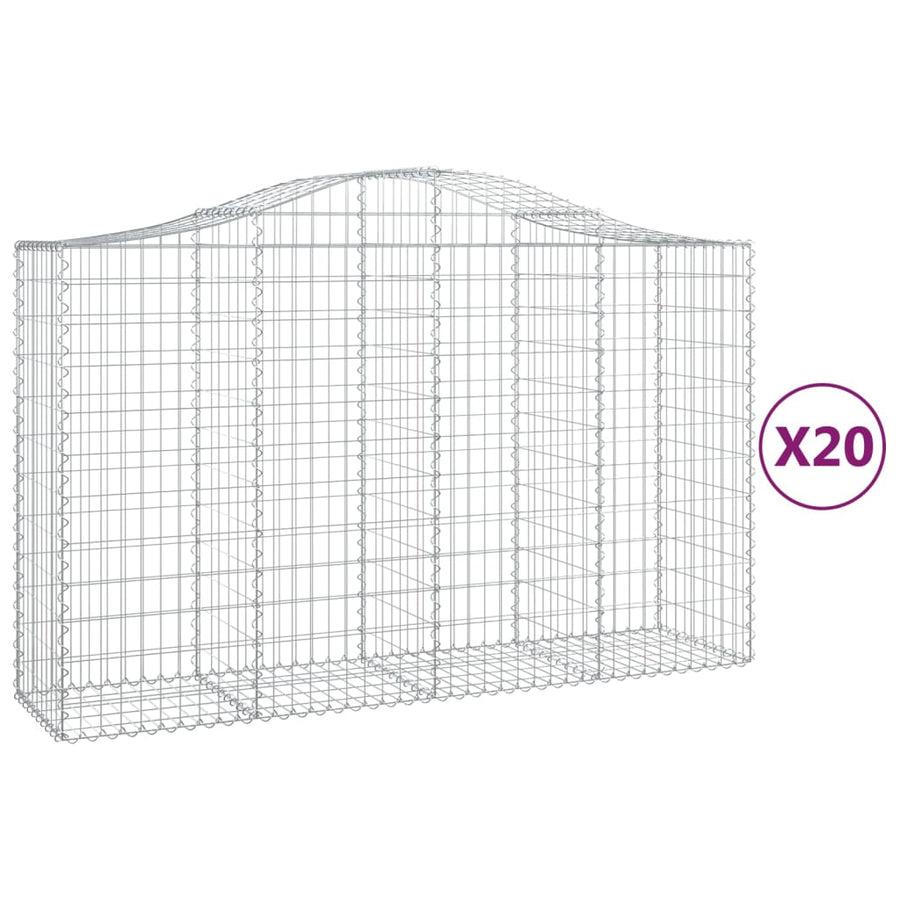 Arched Gabion Baskets 20 pcs 200x50x120/140 cm Galvanised Iron