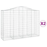 Arched Gabion Baskets 2 pcs 200x50x140/160 cm Galvanised Iron