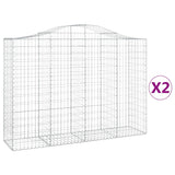 Arched Gabion Baskets 2 pcs 200x50x140/160 cm Galvanised Iron - Front View