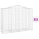 Arched Gabion Baskets 3 pcs 200x50x140/160 cm Galvanised Iron