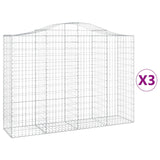 Arched Gabion Baskets 3 pcs 200x50x140/160 cm Galvanised Iron - Front View