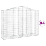 Arched Gabion Baskets 4 pcs 200x50x140/160 cm Galvanised Iron