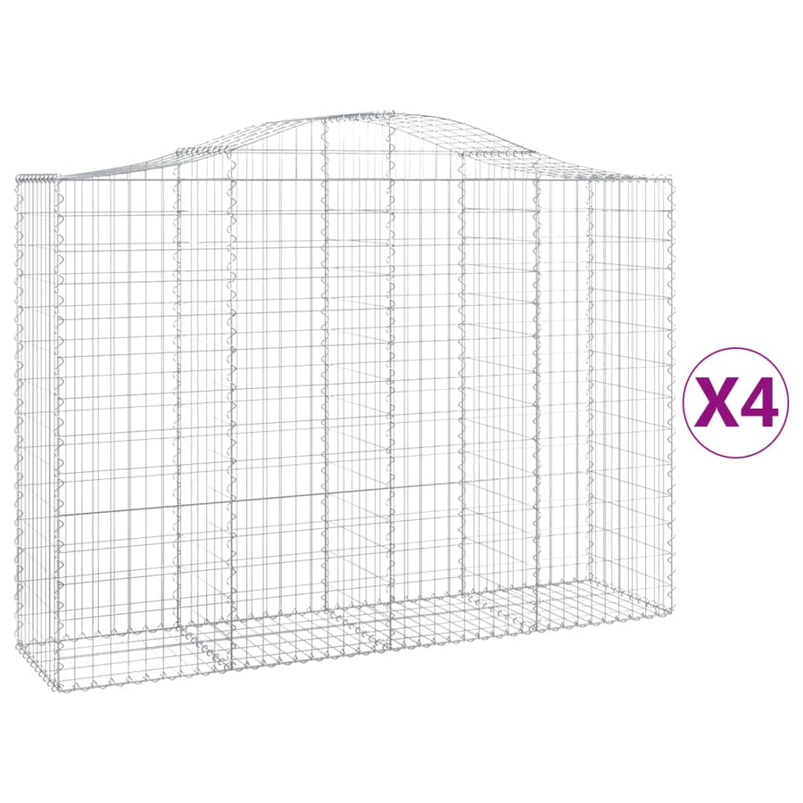 Arched Gabion Baskets 4 pcs 200x50x140/160 cm Galvanised Iron
