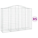 Arched Gabion Baskets 5 pcs 200x50x140/160 cm Galvanised Iron - Front View