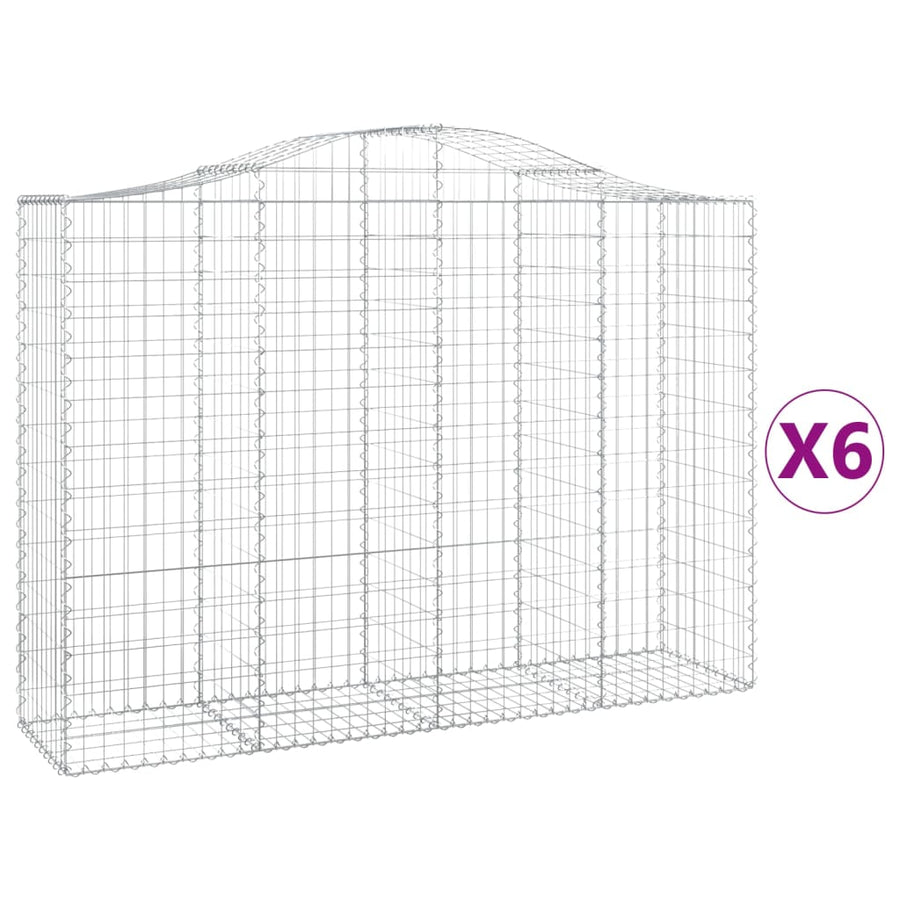 Arched Gabion Baskets 6 pcs 200x50x140/160 cm Galvanised Iron