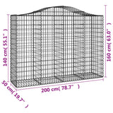 Arched Gabion Baskets 6 pcs 200x50x140/160 cm Galvanised Iron - Rear View