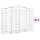 Arched Gabion Baskets 10 pcs 200x50x140/160 cm Galvanised Iron - Front View