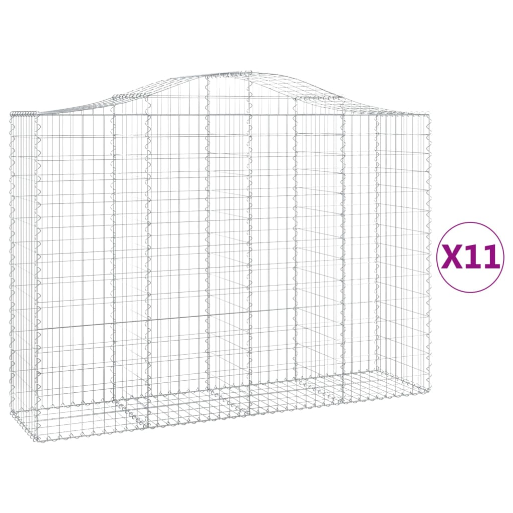 Arched Gabion Baskets 11 pcs 200x50x140/160 cm Galvanised Iron