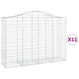Arched Gabion Baskets 11 pcs 200x50x140/160 cm Galvanised Iron - Front View