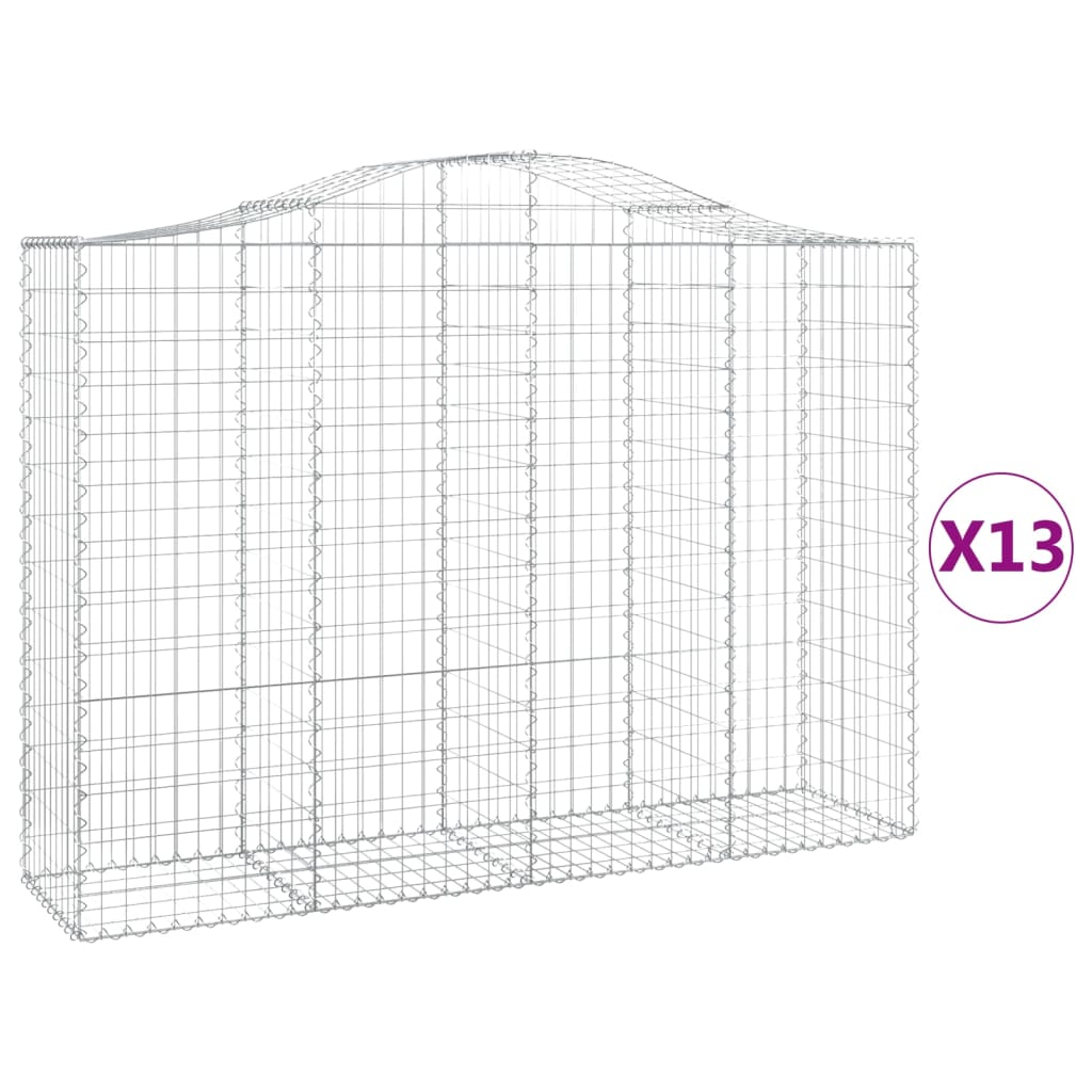 Arched Gabion Baskets 13 pcs 200x50x140/160 cm Galvanised Iron
